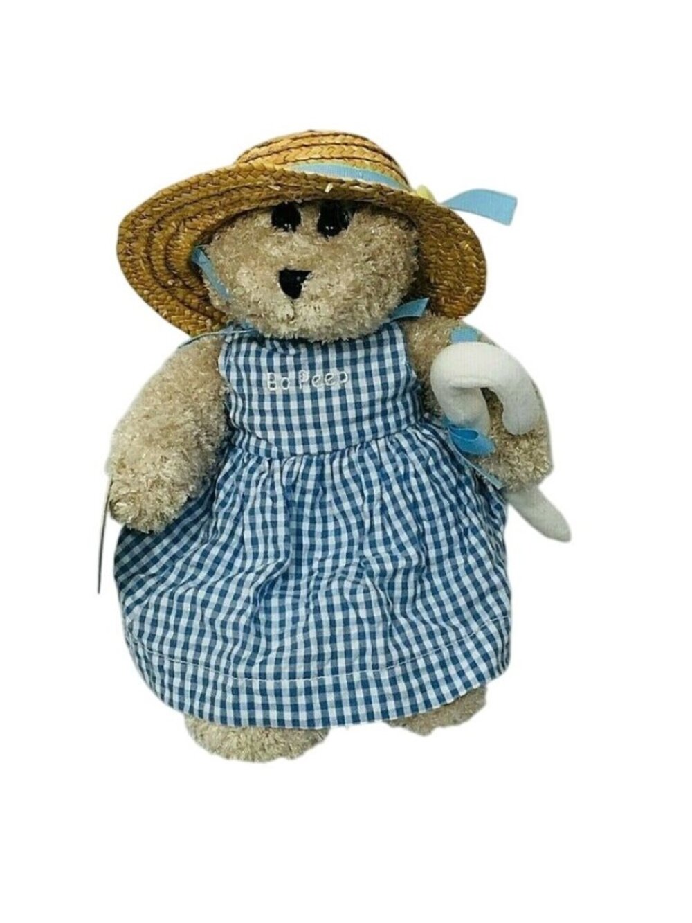 Starbucks Bearista Bo Peep 2004 Plush Bear with Straw Hat Gingham Dress